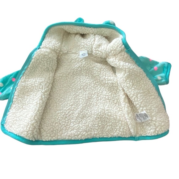 HEALTHTEX BABY Aqua Polka Dot Sherpa Jacket. Size: 0-3 Months - Picture 3 of 5